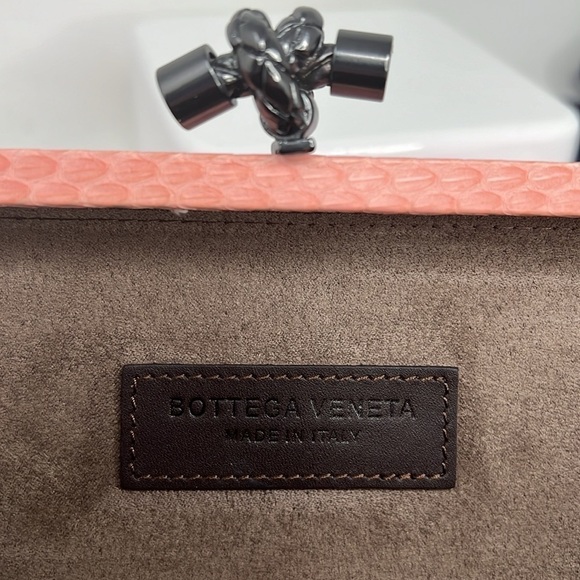 Bottega Veneta Pink Intrecciato Long Knot Clutch Bag Silk Snakeskin - Perfect - Picture 11 of 15